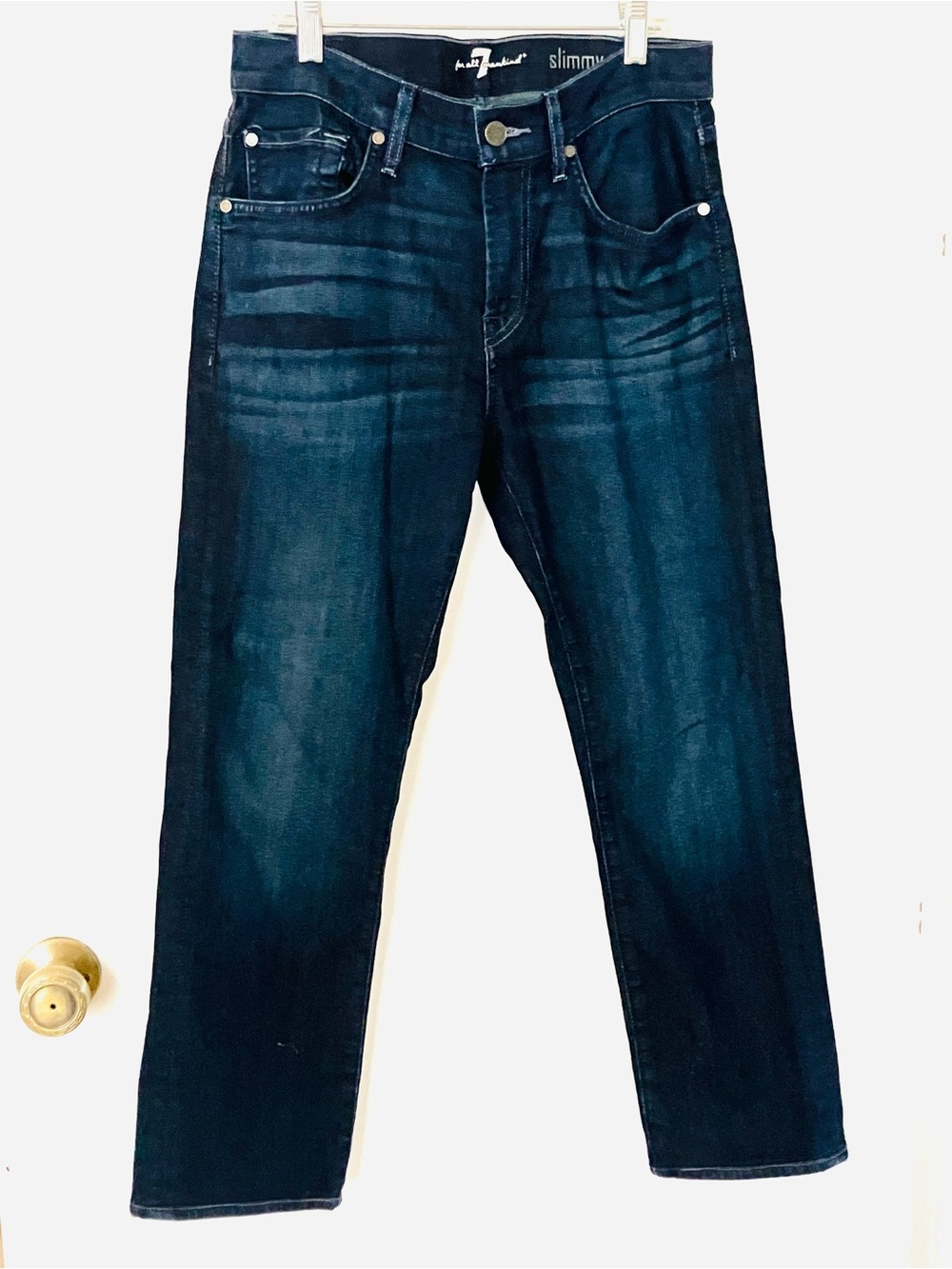 7 For All Mankind Slimmy Proper Jeans Mens 29x27 Dark Wash Blue Slim Straight